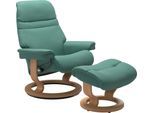Relaxsessel STRESSLESS "Sunrise", grün (aqua grün paloma), B:79cm H:103cm T:73cm, Leder BATICK: BATICK ist ein leicht korrigiertes, durchgefärbtes und genarbtes Möbelleder, bei dem die meisten Unebenheiten und Spuren in der Regel entfernt wurden.;Leder PALOMA: PALOMA ist ein durchgefärbtes Semianilin-Möbelleder mit natürlicher Narbung.;ROHLEDER Stoff Q2 FARON: Ein fester zuverlässiger Bouclé mit e