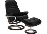 Relaxsessel STRESSLESS "Sunrise", schwarz (schwarz batick), B:79cm H:103cm T:73cm, Leder BATICK: BATICK ist ein leicht korrigiertes, durchgefärbtes und genarbtes Möbelleder, bei dem die meisten Unebenheiten und Spuren in der Regel entfernt wurden.;Leder PALOMA: PALOMA ist ein durchgefärbtes Semianilin-Möbelleder mit natürlicher Narbung.;ROHLEDER Stoff Q2 FARON: Ein fester zuverlässiger Bouclé mit