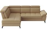 Ecksofa SIT & MORE "Vanity L-Form, B: 254 cm, Leder", cappucino, B:254cm H:84cm T:197cm, Sofas, Ecksofa, Inkl.Sitz-,Kopf-und Armteilverstellung