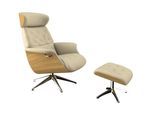 Relaxsessel FLEXLUX "Volden Fernsehsessel, verstellbarer Rücken- & Kopfstütze, drehbar", beige (sandy beige), B:83cm H:112cm T:125cm, 100% Polyester, Sessel, Relaxsessel, robuster Alu Fuß, Air Channels, hervorragender Komfort, Holzrahmen