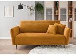 Polstergarnitur HOME AFFAIRE "Lazio modern und bequem, schmale Armlehnen, tolle Detailverarbeitung", gold (silber, zierkissen silber, gold), B:255cm H:94cm T:102cm, 93% Polyester, 7% Polyamid, Sitzmöbel-Sets, Polstergarnitur, zwei verschiedene Fußfarben wählbar