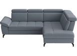 Ecksofa SIT & MORE "Vanity L-Form, B: 254 cm, Leder", graublau, B:254cm H:84cm T:197cm, Sofas, Ecksofa, Inkl.Sitz-,Kopf-und Armteilverstellung
