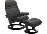 Relaxsessel STRESSLESS "Sunrise", grau (rock paloma), B:79cm H:103cm T:73cm, Leder BATICK: BATICK ist ein leicht korrigiertes, durchgefärbtes und genarbtes Möbelleder, bei dem die meisten Unebenheiten und Spuren in der Regel entfernt wurden.;Leder PALOMA: PALOMA ist ein durchgefärbtes Semianilin-Möbelleder mit natürlicher Narbung.;ROHLEDER Stoff Q2 FARON: Ein fester zuverlässiger Bouclé mit einem