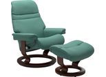 Relaxsessel STRESSLESS "Sunrise", grün (aqua grün paloma), B:79cm H:103cm T:73cm, Leder BATICK: BATICK ist ein leicht korrigiertes, durchgefärbtes und genarbtes Möbelleder, bei dem die meisten Unebenheiten und Spuren in der Regel entfernt wurden.;Leder PALOMA: PALOMA ist ein durchgefärbtes Semianilin-Möbelleder mit natürlicher Narbung.;ROHLEDER Stoff Q2 FARON: Ein fester zuverlässiger Bouclé mit e