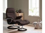 Relaxsessel STRESSLESS "Sunrise", braun (chocolate paloma), B:79cm H:103cm T:73cm, Leder BATICK: BATICK ist ein leicht korrigiertes, durchgefärbtes und genarbtes Möbelleder, bei dem die meisten Unebenheiten und Spuren in der Regel entfernt wurden.;Leder PALOMA: PALOMA ist ein durchgefärbtes Semianilin-Möbelleder mit natürlicher Narbung.;ROHLEDER Stoff Q2 FARON: Ein fester zuverlässiger Bouclé mit