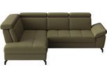 Ecksofa SIT & MORE "Vanity L-Form, B: 254 cm, Leder", olive, B:254cm H:84cm T:197cm, Sofas, Ecksofa, Inkl.Sitz-,Kopf-und Armteilverstellung