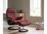 Relaxsessel STRESSLESS "Sunrise", rot (bordeaux batick), B:83cm H:105cm T:74cm, Leder BATICK: BATICK ist ein leicht korrigiertes, durchgefärbtes und genarbtes Möbelleder, bei dem die meisten Unebenheiten und Spuren in der Regel entfernt wurden.;Leder PALOMA: PALOMA ist ein durchgefärbtes Semianilin-Möbelleder mit natürlicher Narbung.;ROHLEDER Stoff Q2 FARON: Ein fester zuverlässiger Bouclé mit ein
