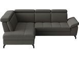 Ecksofa SIT & MORE "Vanity L-Form, B: 254 cm, Leder", anthrazit, B:254cm H:84cm T:197cm, Sofas, Ecksofa, Inkl.Sitz-,Kopf-und Armteilverstellung