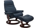 Relaxsessel STRESSLESS "Sunrise", blau (oxford blau paloma), B:79cm H:103cm T:73cm, Leder BATICK: BATICK ist ein leicht korrigiertes, durchgefärbtes und genarbtes Möbelleder, bei dem die meisten Unebenheiten und Spuren in der Regel entfernt wurden.;Leder PALOMA: PALOMA ist ein durchgefärbtes Semianilin-Möbelleder mit natürlicher Narbung.;ROHLEDER Stoff Q2 FARON: Ein fester zuverlässiger Bouclé mit