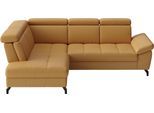 Ecksofa SIT & MORE "Vanity L-Form, B: 254 cm, Leder", curry, B:254cm H:84cm T:197cm, Sofas, Ecksofa, Inkl.Sitz-,Kopf-und Armteilverstellung