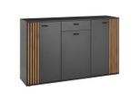 Xora Sideboard Dublin, Anthrazit, Eiche, Kunststoff, 5 Fächer, 1 Schublade(n) Schubladen, 139x86x38 cm, Typenauswahl, Wohnzimmer, Kommoden & Sideboards, Sideboards