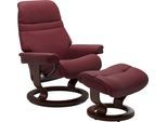 Relaxsessel STRESSLESS "Sunrise", rot (bordeaux batick), B:79cm H:103cm T:73cm, Leder BATICK: BATICK ist ein leicht korrigiertes, durchgefärbtes und genarbtes Möbelleder, bei dem die meisten Unebenheiten und Spuren in der Regel entfernt wurden.;Leder PALOMA: PALOMA ist ein durchgefärbtes Semianilin-Möbelleder mit natürlicher Narbung.;ROHLEDER Stoff Q2 FARON: Ein fester zuverlässiger Bouclé mit ein