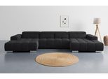 Wohnlandschaft COTTA "Orion U-Form, B: 400 cm", charcoal, B:400cm T:186cm, 88% POLYESTER (PES) 12% POLYAMID (PA), Sofas, Wohnlandschaft, Kopfteilverstellung & 4 Kissen, optional elektr. Sitztiefenverstellung