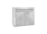 KOMMODE Valencia Beton Oxid Optik/ Weiß Hochglanz