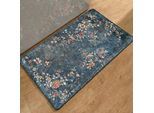Badematte GINO FALCONE "Aquata GF-165, Badvorleger, Badezimmer Teppich", petrol, H:7mm, Kunstfaser, Badematten, Badematte, Badteppich, bedruckt, Blumen Design, rechteckig