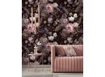 Fototapete MARBURG "Sea of Flowers", schwarz, B:1,59m L:2,7m, Vlies, Tapeten, moderne Tapete für Wohnzimmer Schlafzimmer Küche