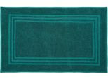 Badematte KLEINE WOLKE "Lodge, Badvorleger" Gr. 2, grün (smaragd), H:80mm, Baumwolle, Badematten, Badematte, Badteppich, Frottier-Qualität, Uni Farben, mit Bordüre