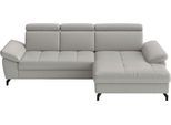Ecksofa SIT & MORE "Vanity L-Form, B: 264 cm, Leder", grau (light grau), B:264cm H:84cm T:181cm, Sofas, Ecksofa, Inkl.Sitz-,Kopf-und Armteilverstellung