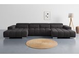 Wohnlandschaft COTTA "Orion U-Form, B: 400 cm", mud, B:400cm T:186cm, 100% POLYESTER (PES), Sofas, Wohnlandschaft, Kopfteilverstellung & 4 Kissen, optional elektr. Sitztiefenverstellung