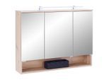 Ondega , Weiß , Glas, Holzwerkstoff , 6 Fächer , 100x75x20 cm , Badezimmer, Badezimmermöbel, Badezimmerschränke, Spiegelschränke