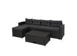 POLY-RATTAN GARNITUR Schwarz, Anthrazit