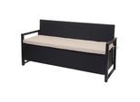POLY-RATTAN 3ER SITZBANK Anthrazit, Beige