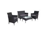 2-1-1 POLY-RATTAN GARTEN-GARNITUR Anthrazit