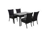 POLY-RATTAN GARNITUR Schwarz, Anthrazit 5-teilig-Set