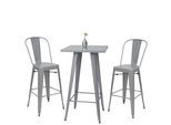 STEHTISCH-SET METALL eckig Grau 3er-Set