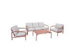 GARTENGARNITUR Rot, Beige 1x 3-Sitzer Gartenbank, 2x Sessel und 1x Tisch-Set