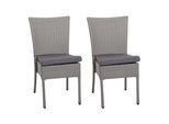 POLY-RATTAN STUHL Grau, Anthrazit 2er-Set