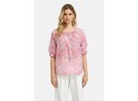 Kurzarmbluse MILANO ITALY, Damen, Gr. 40, orchid, Web, Material: 100% Baumwolle, Paisley, regular fit normal, Rundhals, elastischer Bund, Blusen, mit Bindeband