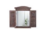Wandspiegel Spiegelfenster mit Fensterläden 53x42x5cm ~ braun shabby