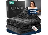 ELONEO Sherpa Fleece Gewichtsdecke 135x200cm 9kg, Oeko-Tex Zertifiziert, Entspannungsdecke & Anti-Stress Therapiedecke, schwere Decke zum Schlafen, schwarz