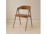 Stuhl HAMMEL FURNITURE "Mette by Hammel", eiche weiß geölt, eiche weiß geölt, cognac, B:52cm H:75cm T:54cm, Leder, Massivholz, Stühle, Stuhl, Massivholz, gepolsterte Sitz- & Rückenlehne, versch. Farbvarianten