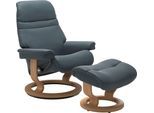 Relaxsessel STRESSLESS "Sunrise", blau (atlantic blau batick), B:75cm H:100cm T:73cm, Leder BATICK: BATICK ist ein leicht korrigiertes, durchgefärbtes und genarbtes Möbelleder, bei dem die meisten Unebenheiten und Spuren in der Regel entfernt wurden.;Leder PALOMA: PALOMA ist ein durchgefärbtes Semianilin-Möbelleder mit natürlicher Narbung.;ROHLEDER Stoff Q2 FARON: Ein fester zuverlässiger Bouclé m