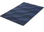 Badematte KLEINE WOLKE "»Onda«, Badvorleger, Badezimmer Teppich", blau (navy), H:15mm, Polyacryl, Badematten, Badematte, Badteppich, modernes Ton in Ton Wellendesign, flauschig