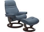 Relaxsessel STRESSLESS "Sunrise", blau (sparrow blau paloma), B:88cm H:103cm T:78cm, Leder BATICK: BATICK ist ein leicht korrigiertes, durchgefärbtes und genarbtes Möbelleder, bei dem die meisten Unebenheiten und Spuren in der Regel entfernt wurden.;Leder PALOMA: PALOMA ist ein durchgefärbtes Semianilin-Möbelleder mit natürlicher Narbung.;ROHLEDER Stoff Q2 FARON: Ein fester zuverlässiger Bouclé mi