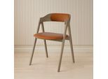 Stuhl HAMMEL FURNITURE "Mette by Hammel", weiß pigmentierter lack, weiß pigmentierter lack, cognac, B:52cm H:75cm T:54cm, Leder, Massivholz, Stühle, Stuhl, Massivholz, gepolsterte Sitz- & Rückenlehne, versch. Farbvarianten