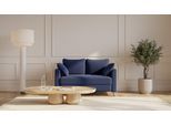 BRUNO Schlafsofa 120cm in Blau | Flow | stabiles Massivholz & Boxspringkomfort
