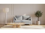 BRUNO Schlafsofa 140cm in Silver Grey Grau | Flow | stabiles Massivholz & Boxspringkomfort