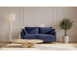BRUNO Schlafsofa 160cm in Blau | Flow | stabiles Massivholz & Boxspringkomfort