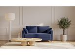 BRUNO Schlafsofa 140cm in Blau | Flow | stabiles Massivholz & Boxspringkomfort