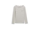 TOM TAILOR Damen Langarmshirt mit Streifenmuster, weiß, Gestreift, Gr. M