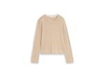 TOM TAILOR Damen Strickpullover mit Seidenanteil, beige, Uni, Gr. M