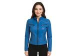 Dames blauw casual slim-fit leren bikerjack - Tulsa