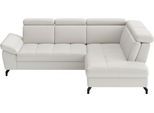 Ecksofa SIT & MORE "Vanity L-Form, B: 254 cm, Leder", reinweiß, B:254cm H:84cm T:197cm, Sofas, Ecksofa, Inkl.Sitz-,Kopf-und Armteilverstellung