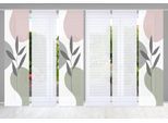 Schiebegardine HOME IN GREEN "FRONDA" Gr. 1, grün (grün, rosa), B:60cm H:245cm, Polyester, Gardinen, Schiebegardine, SET DIGITALDRUCK,BAMBUSOPTIK RECYCELT