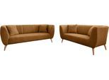 Polstergarnitur HOME AFFAIRE "Lazio modern und bequem, schmale Armlehnen, tolle Detailverarbeitung", gold (gold, gold), H:83cm T:88cm, 100% Polyester, Sitzmöbel-Sets, Polstergarnitur, auch als Loveseat erhältlich