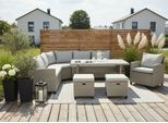 Gartenlounge-Set KONIFERA "Keros Premium XL", beige (grau), Polyrattan, Stahl, Sitzmöbel-Sets, bestehend aus 3 Sofas, 1 Sessel, 2 Hocker, 14 Sitzauflagen, 1 Tisch, Topseller